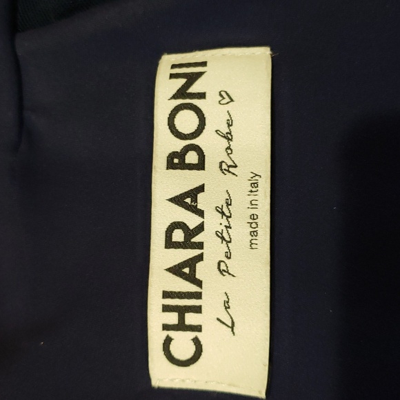 Chiara Boni NWT La Petite Robe Maylys Illusion Sleeve Navy Maxi Gown Dress Sz 16 - Picture 10 of 11